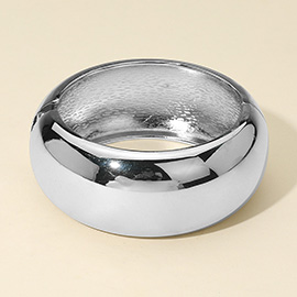 Wide Dome Metal Hinged Bangle Bracelet