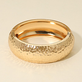 Bold Hammered Metal Hinged Bangle Bracelet