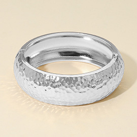 Bold Hammered Metal Hinged Bangle Bracelet