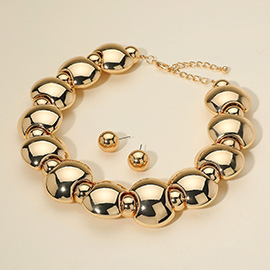 Chunky Flattened Puffy Beaded Statement Necklace