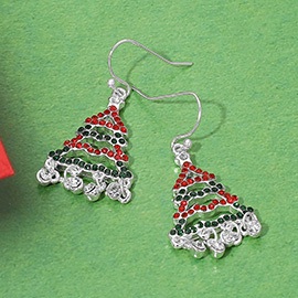 Rhinestone Paved Christmas Tree Dangle Earrings