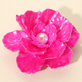 Pearl Accent Floral Pin Brooch / Hair Clip