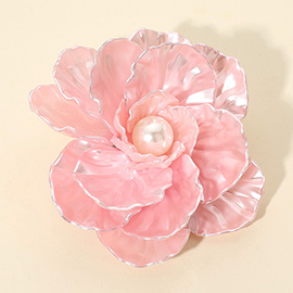 Pearl Accent Floral Pin Brooch / Hair Clip
