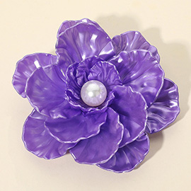 Pearl Accent Floral Pin Brooch / Hair Clip