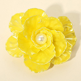 Pearl Accent Floral Pin Brooch / Hair Clip