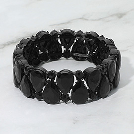 Teardrop Stone Cluster Beaded Stretch Evening Bracelet