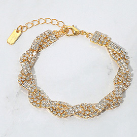 Rhinestone Paved Marquise Link Evening Bracelet