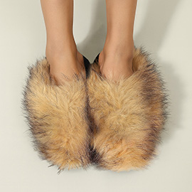 Fluffy Faux Raccoon Fur Indoor Floor Slippers