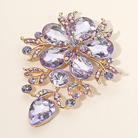 Flower Glass Stone Cluster Pin Brooch