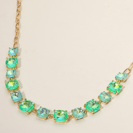 Cushion Square Stone Link Evening Necklace