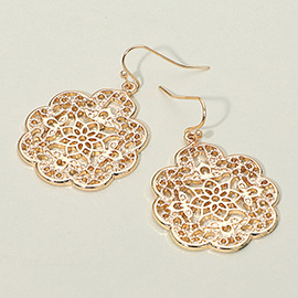 Metal Filigree Flower Dangle Earrings
