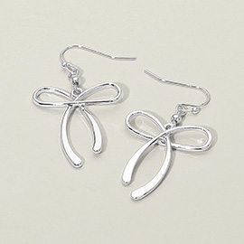 Metal Bow Dangle Earrings