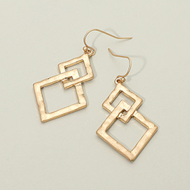 Geometric Open Metal Square Link Drop Dangle Earrings