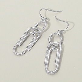 Textured Metal Geometric Link Drop Dangle Earrings