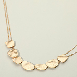 Hammered Geometric Metal Link Double Layered Chain Necklace