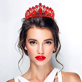 Teardrop Stone Cluster Embellished Queen Pageant Tiara