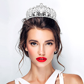 Teardrop Stone Cluster Embellished Queen Pageant Tiara
