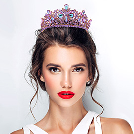 Floral Stone Cluster Embellished Princess Tiara