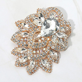 Bold Rhinestone Flower Statement Brooch / Pendant