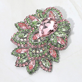 Bold Rhinestone Flower Statement Brooch / Pendant