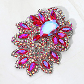 Bold Rhinestone Flower Statement Brooch / Pendant