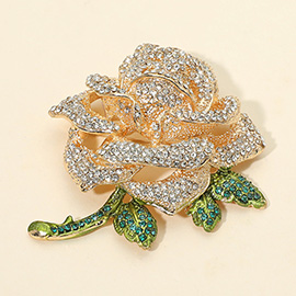 Stone Paved Rose Pin Brooch