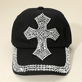 Bling Studded Cross Glam Baseball Cap