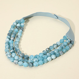 Faceted Beaded Triple Layered Magnetic Collar Necklace