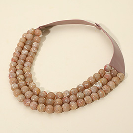 Faceted Beaded Triple Layered Magnetic Collar Necklace