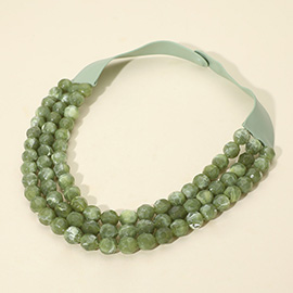 Faceted Beaded Triple Layered Magnetic Collar Necklace