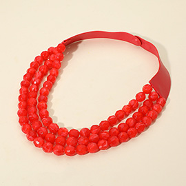 Faceted Beaded Triple Layered Magnetic Collar Necklace