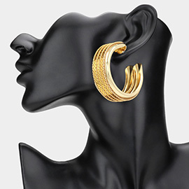 Bold Textured Wide Hoop Earrings