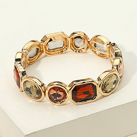 Oval Emerald Cut Stone Accented Stretch Bracelet