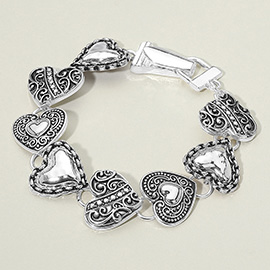 Antique Metal Heart Link Magnetic Bracelet