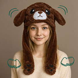 Plush Puppy Ear Flaps Winter Hat