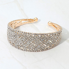Wide Rhinestone Paved Evening Cuff Bracelet