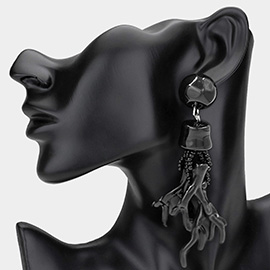 Bold Beaded Coral Drop Dangle Earrings