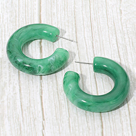 Chunky Marbled Resin Hoop Earrings