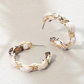 Boho Braided Scarf Fabric Hoop Earrings