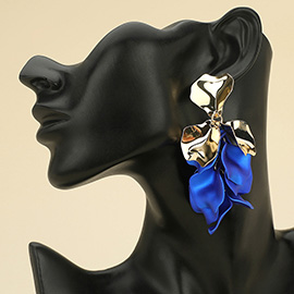 Bold Metallic Brushed Colored Petal Drop Earrings