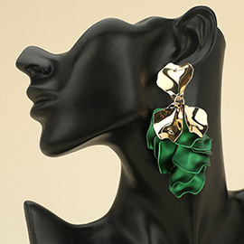 Bold Metallic Brushed Colored Petal Drop Earrings