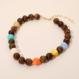 Marbled Round Beaded Necklace
