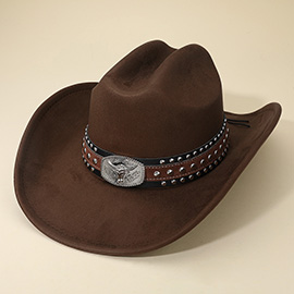 Western Steer Head Buckle Band Cowboy Fedora Hat
