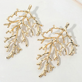 Bold Textured Metal Coral Branch Earrings