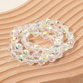 3PCS - Faceted Beaded Stretch Multi Layered Bracelets