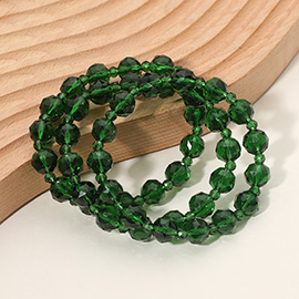 3PCS - Faceted Beaded Stretch Multi Layered Bracelets