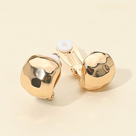 Hammered Metal Dome Clip On Earrings