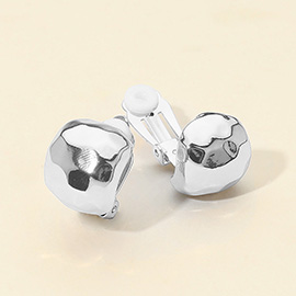 Hammered Metal Dome Clip On Earrings
