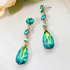 Elegant Multi Faceted Crystal Dangle Statement Earrings