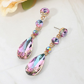 Elegant Multi Faceted Crystal Dangle Statement Earrings